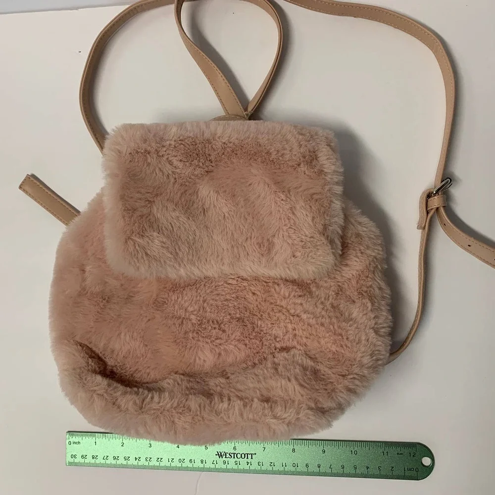 T-SHIRT‎ & JEANS Pink Faux Fur Purse/Backpack